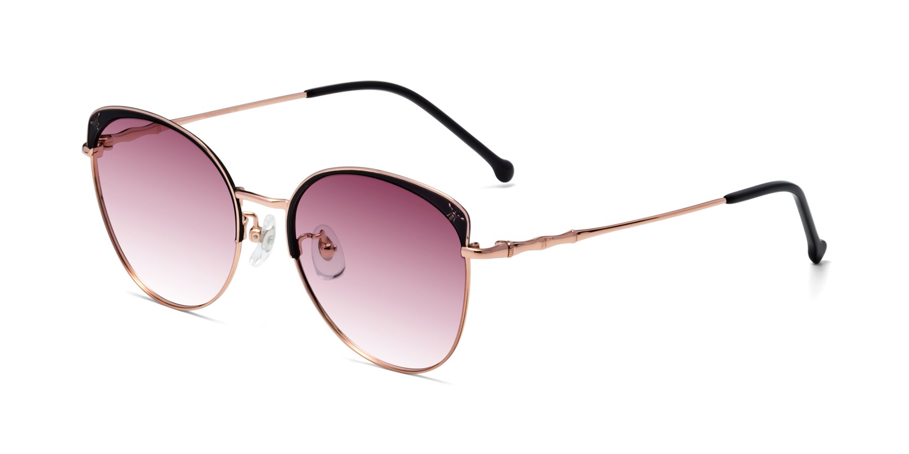 Angle of 18019 in Black-Rose Gold with Wine Gradient Lenses