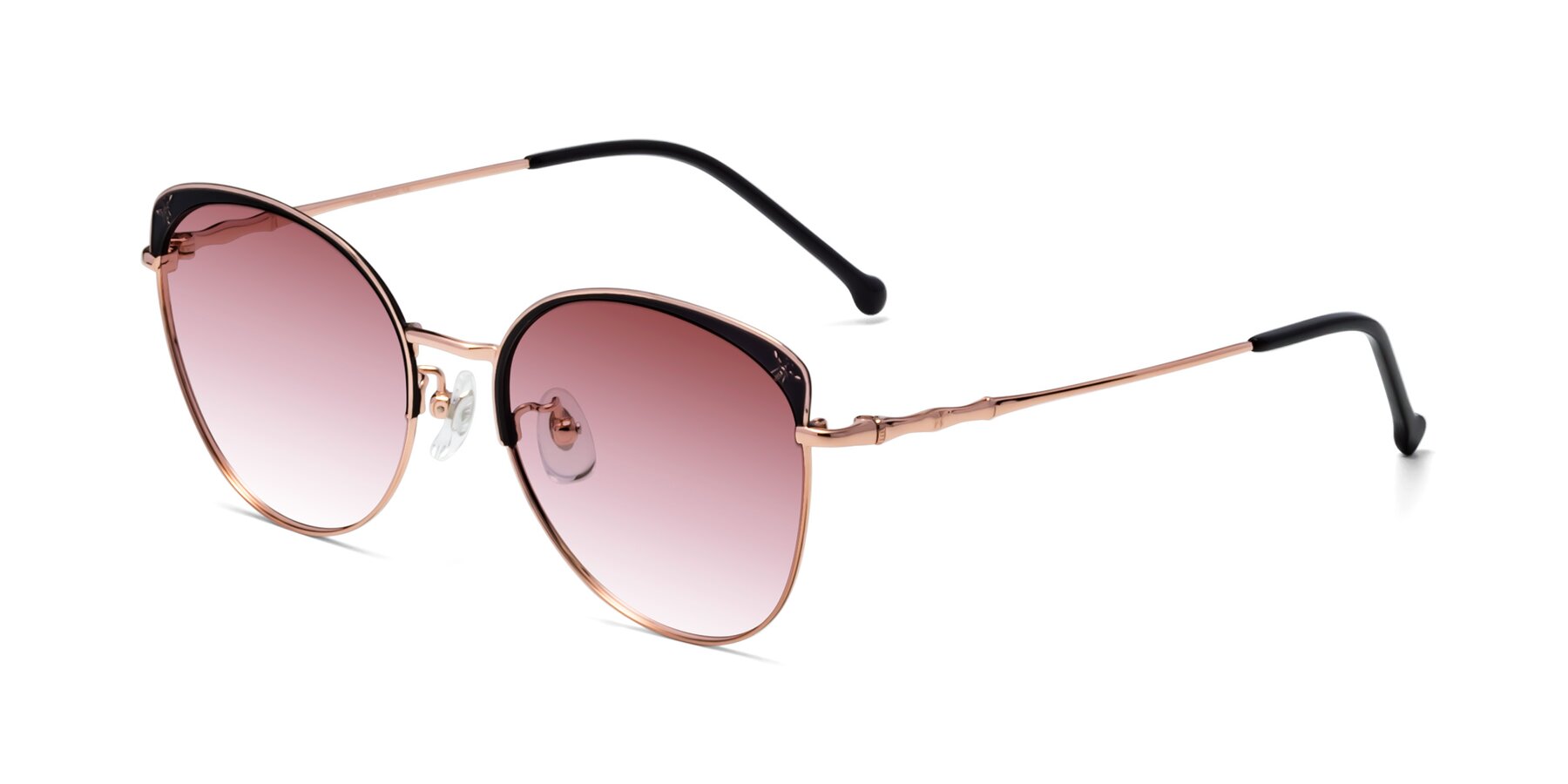 Angle of 18019 in Black-Rose Gold with Garnet Gradient Lenses