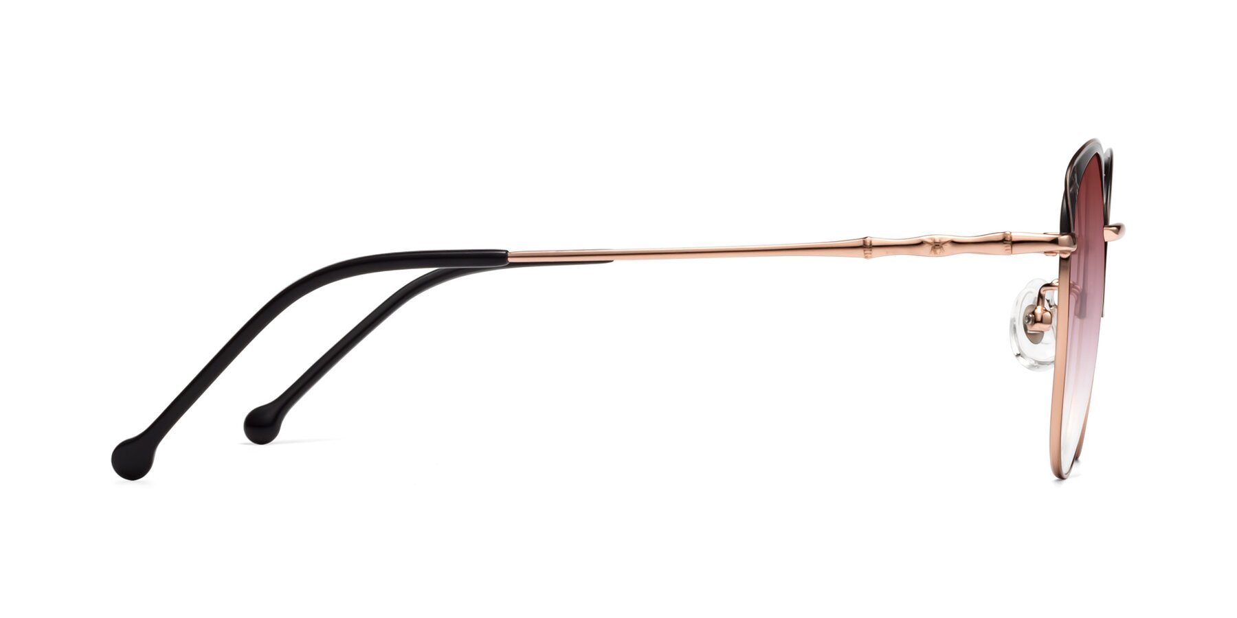 Side of 18019 in Black-Rose Gold with Garnet Gradient Lenses