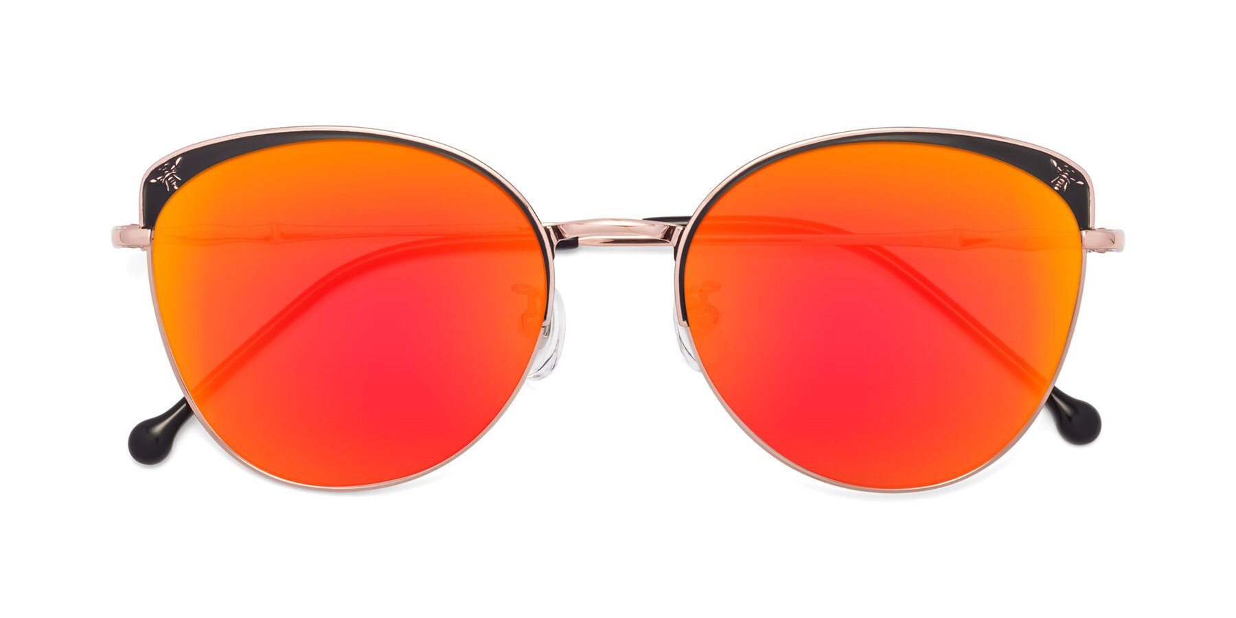 Folded Front of 18019 in Black-Rose Gold with Red Gold Mirrored Lenses