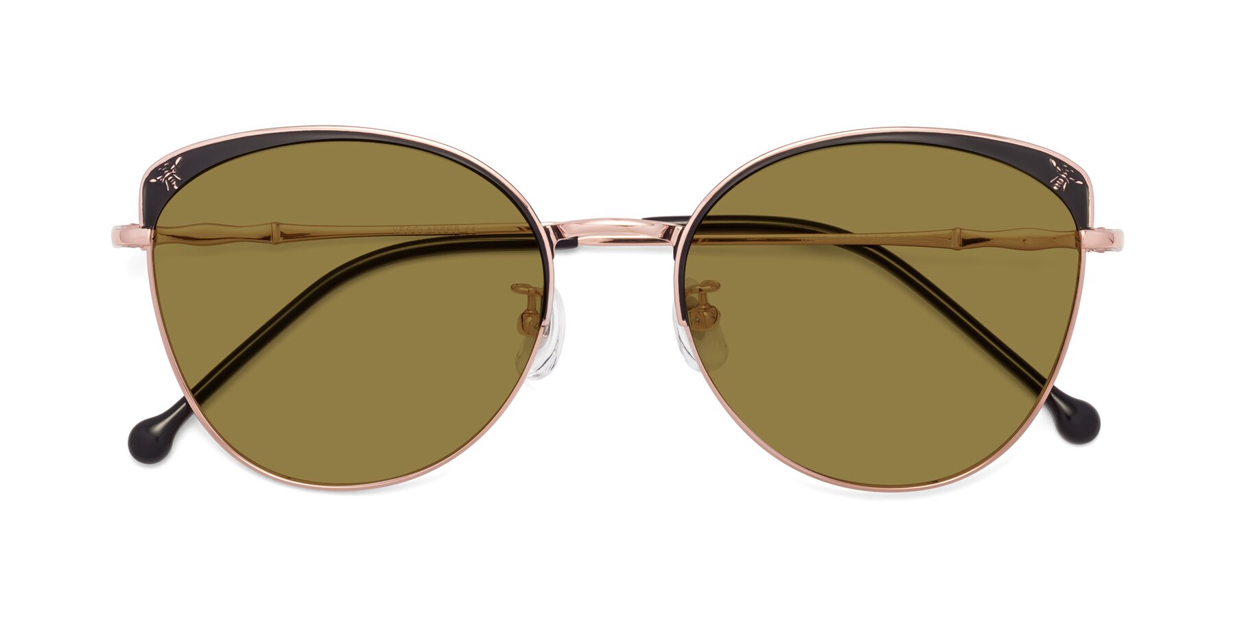 Folded Front of 18019 in Black-Rose Gold with Brown Polarized Lenses