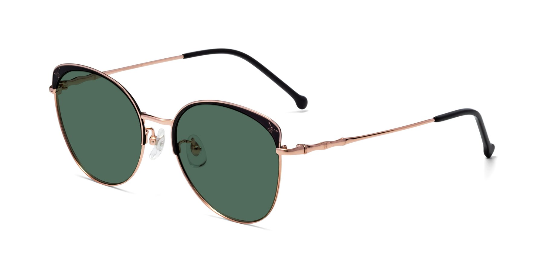Angle of 18019 in Black-Rose Gold with Green Polarized Lenses