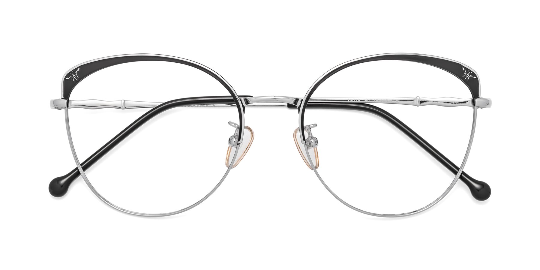 Folded Front of 18019 in Black-Silver with Clear Eyeglass Lenses