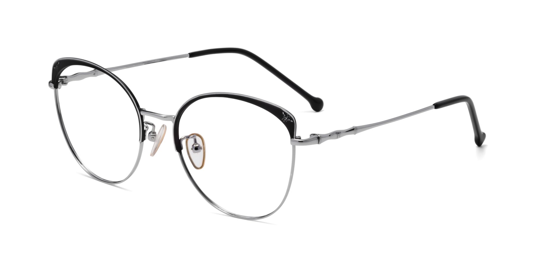 Angle of 18019 in Black-Silver with Clear Blue Light Blocking Lenses