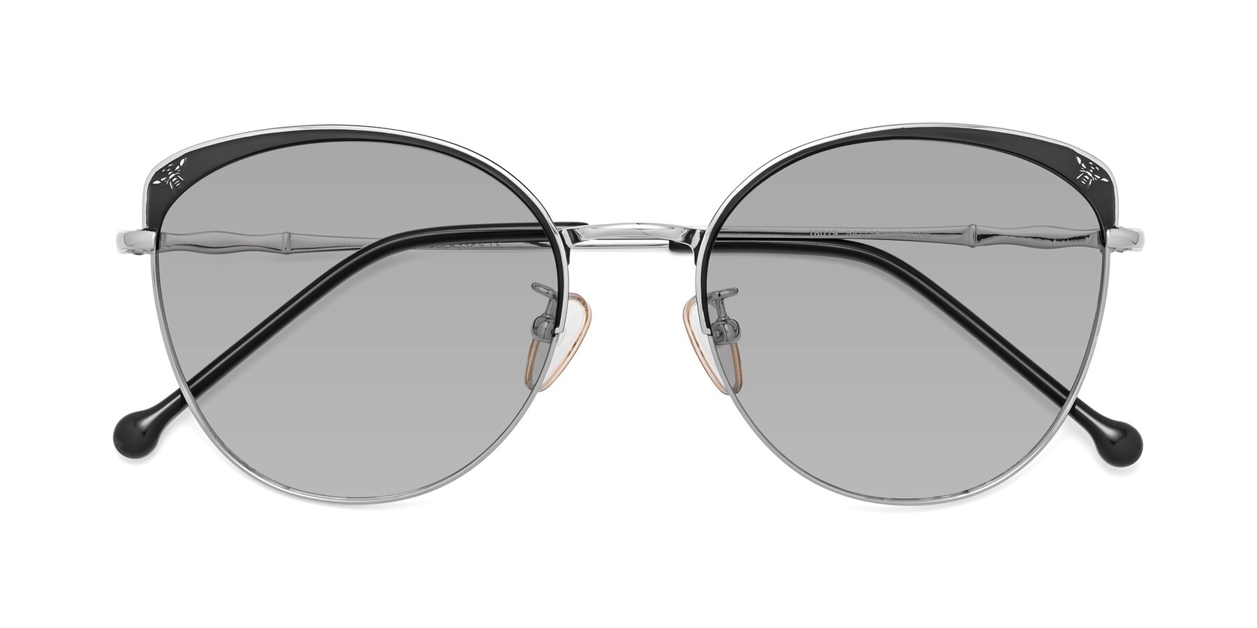 Folded Front of 18019 in Black-Silver with Light Gray Tinted Lenses