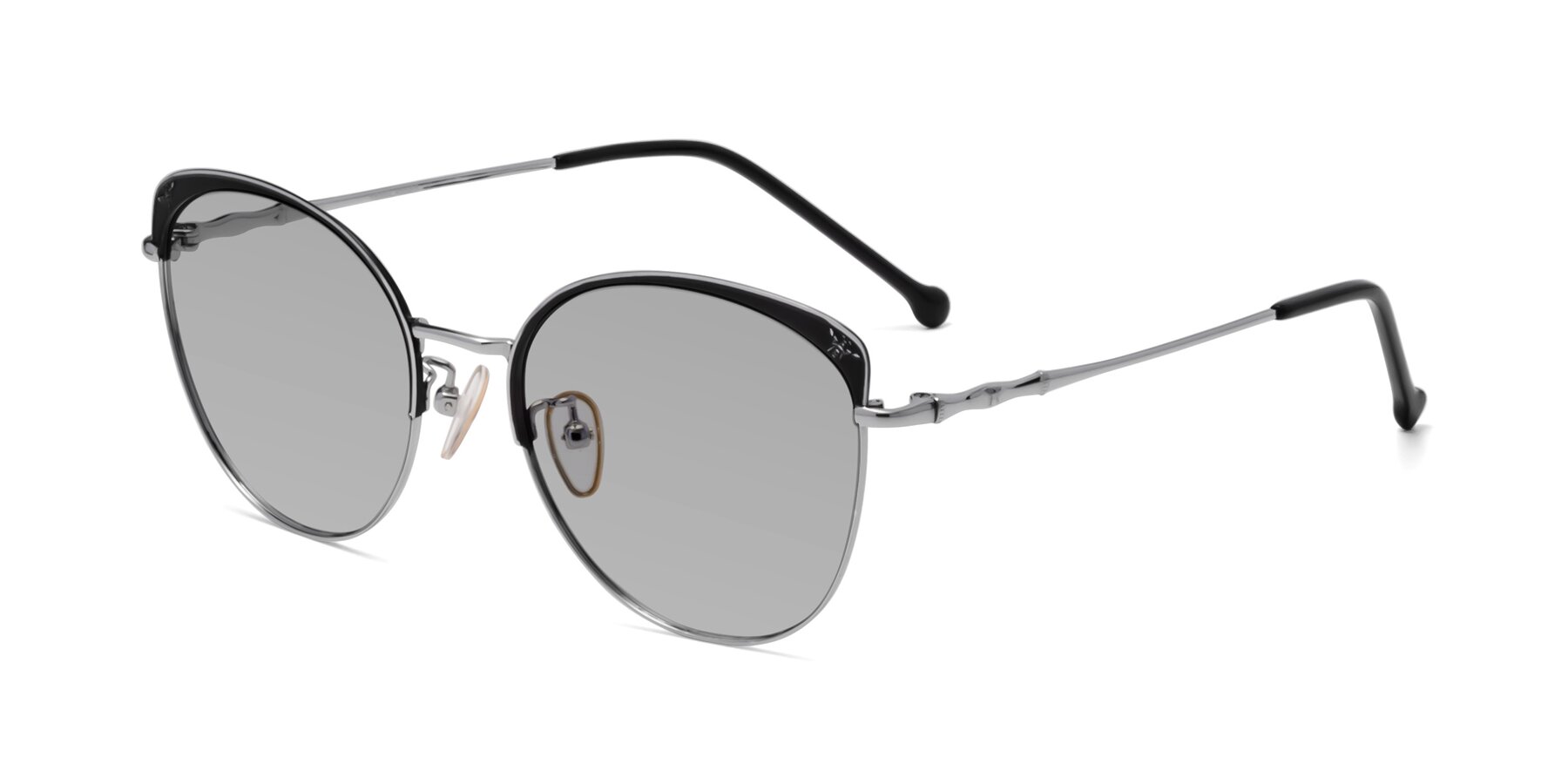 Angle of 18019 in Black-Silver with Light Gray Tinted Lenses