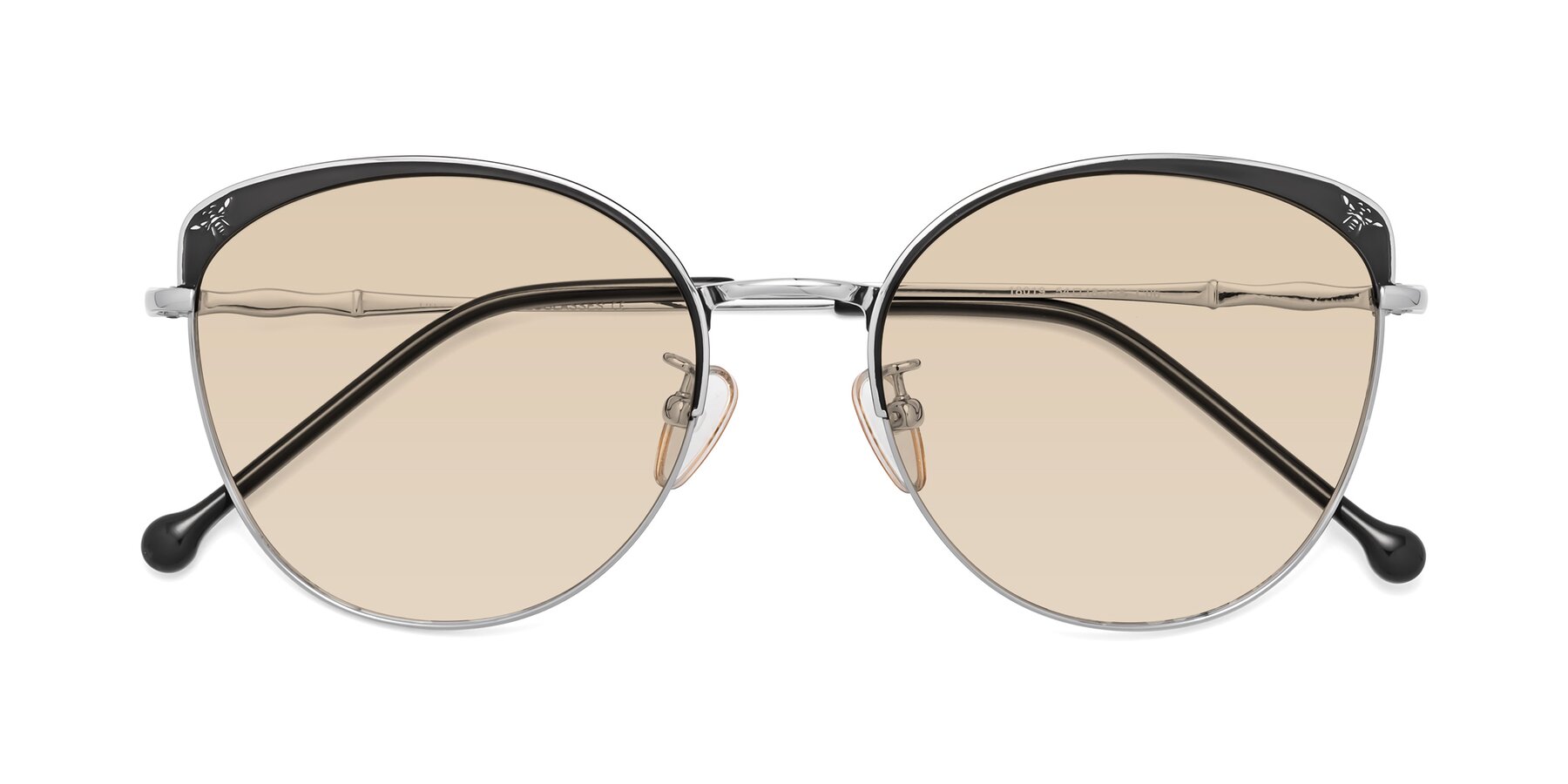 Folded Front of 18019 in Black-Silver with Light Brown Tinted Lenses