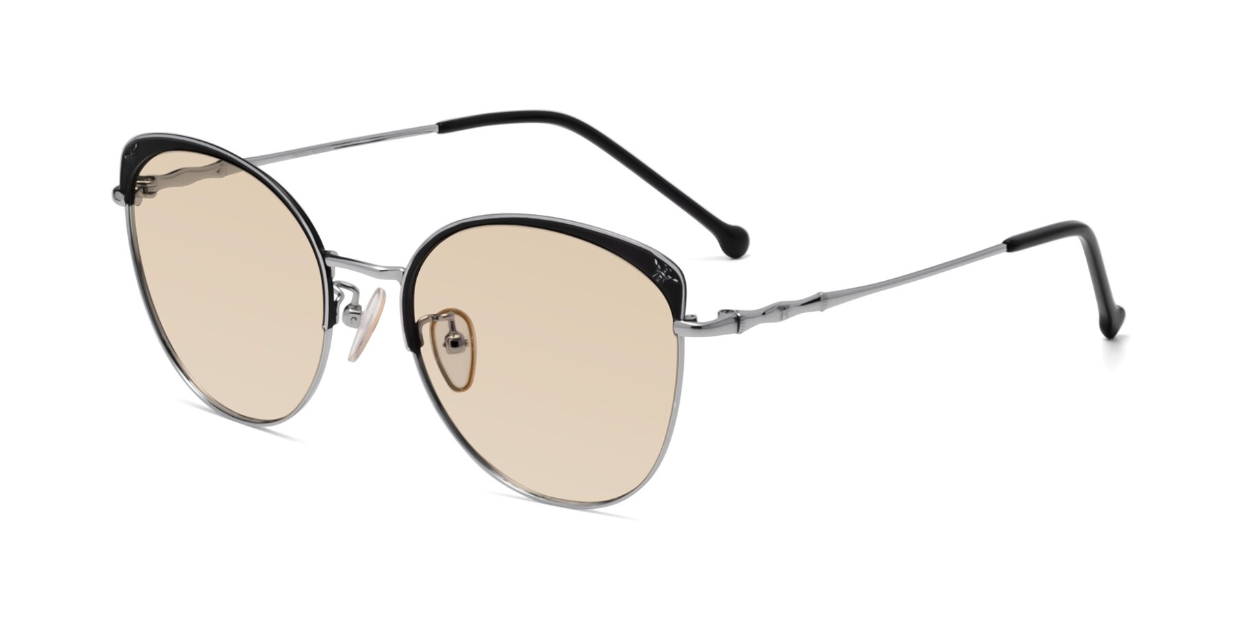 Angle of 18019 in Black-Silver with Light Brown Tinted Lenses