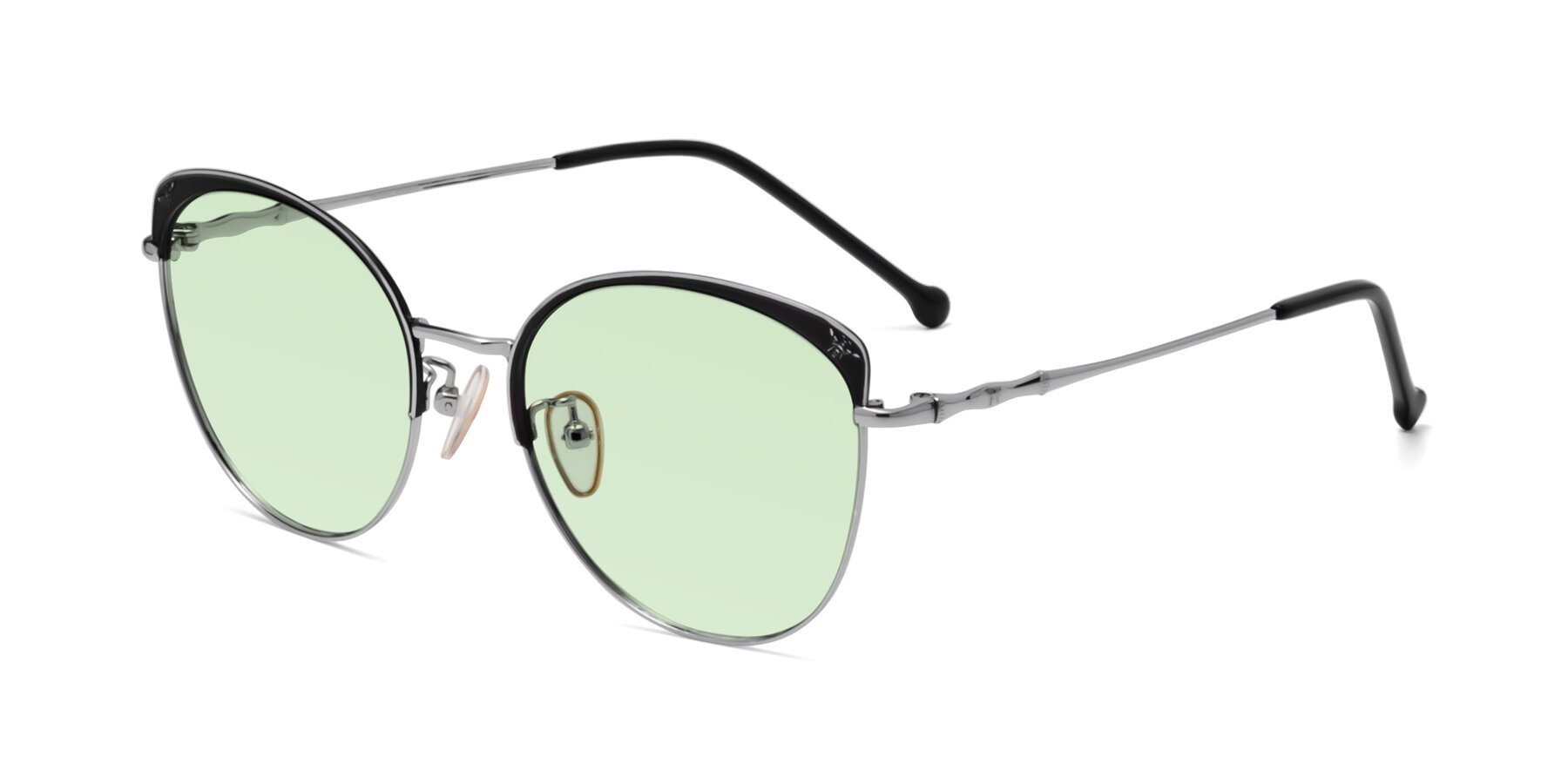 Angle of 18019 in Black-Silver with Light Green Tinted Lenses
