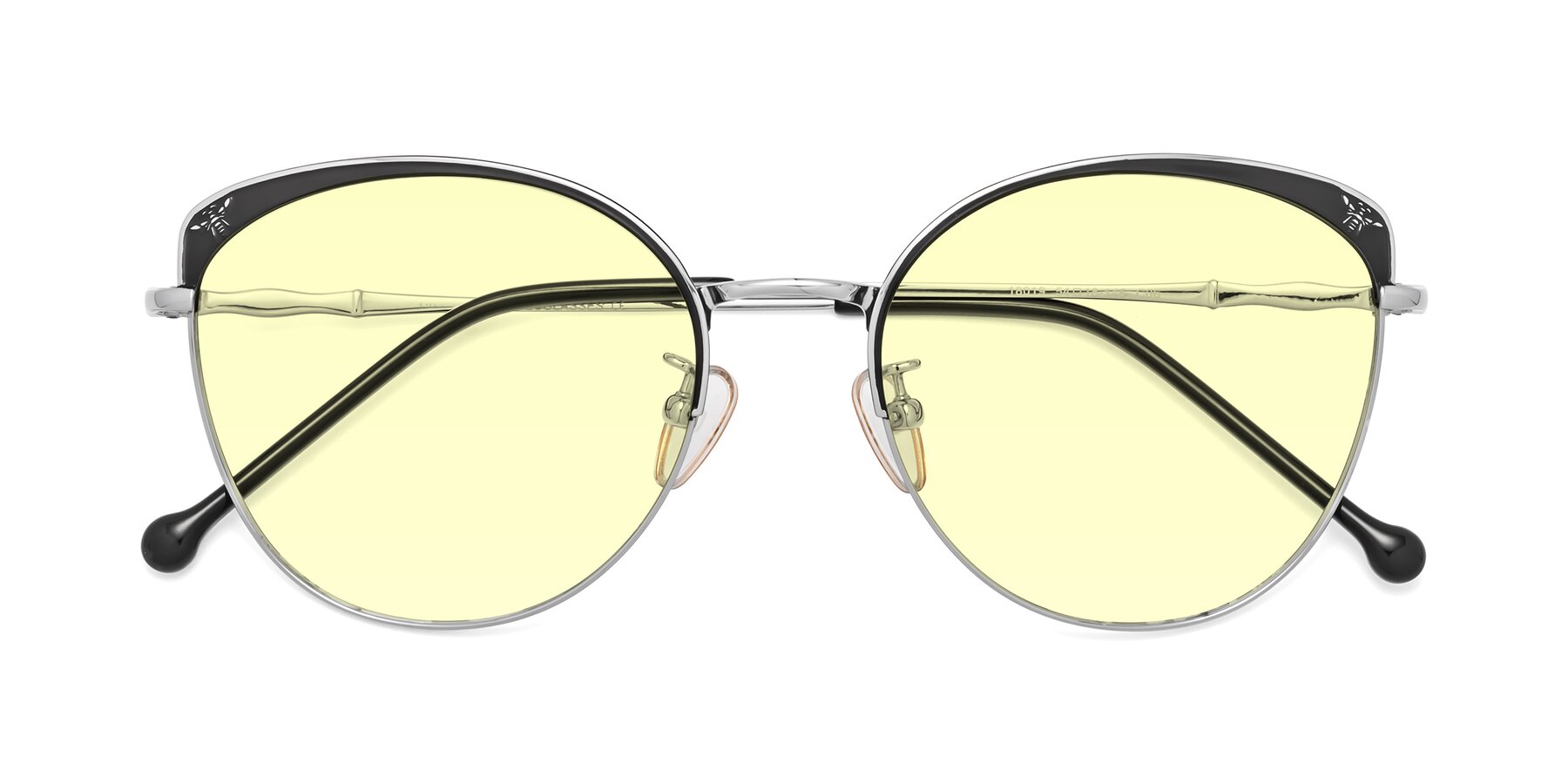 Folded Front of 18019 in Black-Silver with Light Yellow Tinted Lenses