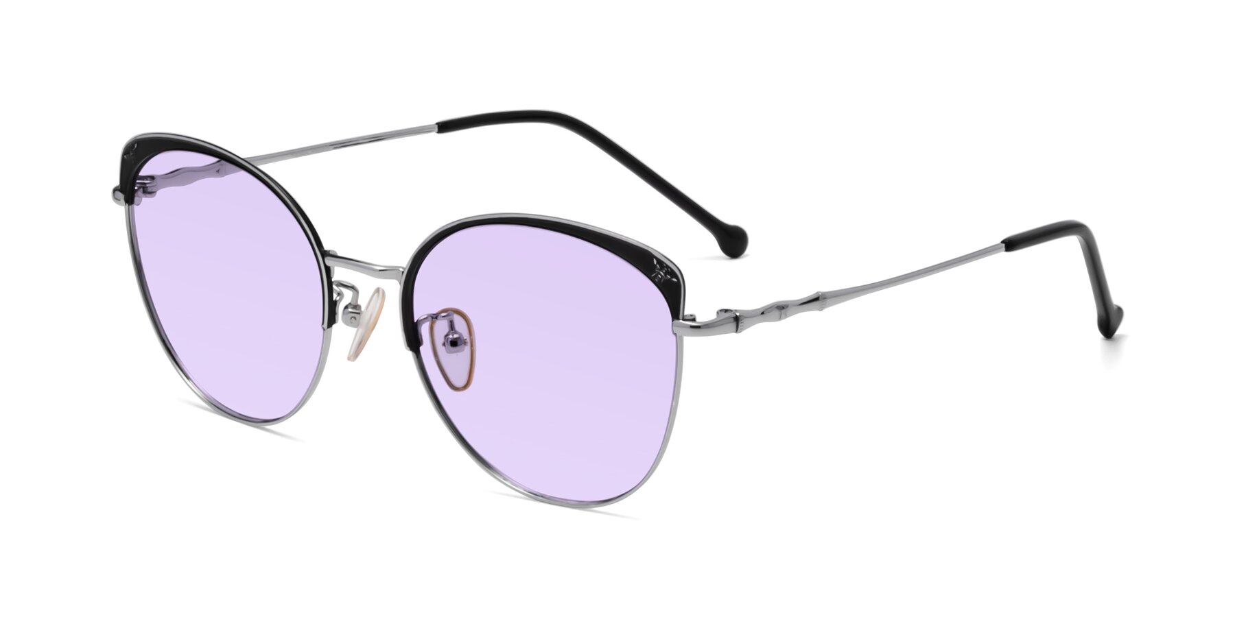 Angle of 18019 in Black-Silver with Light Purple Tinted Lenses