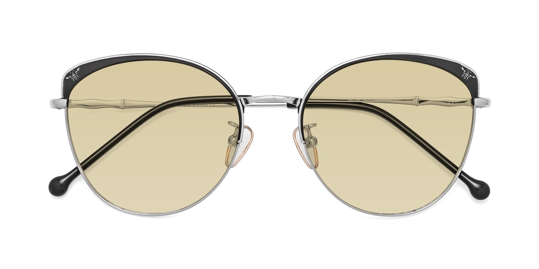 Folded Front of 18019 in Black-Silver with Light Champagne Tinted Lenses