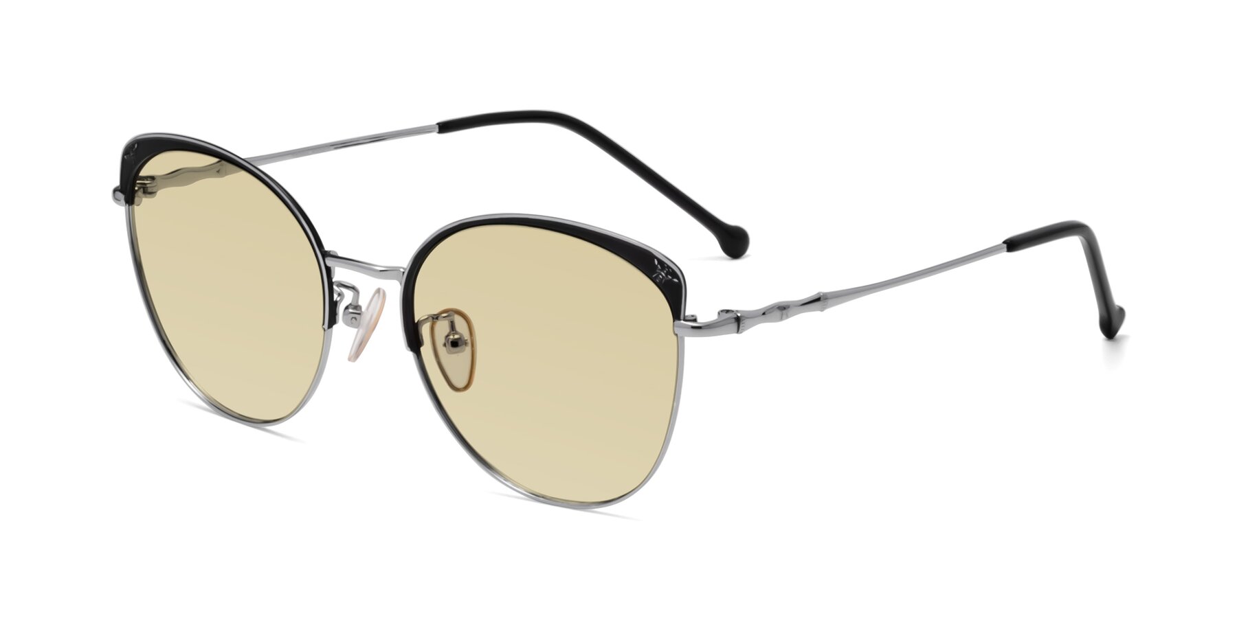 Angle of 18019 in Black-Silver with Light Champagne Tinted Lenses