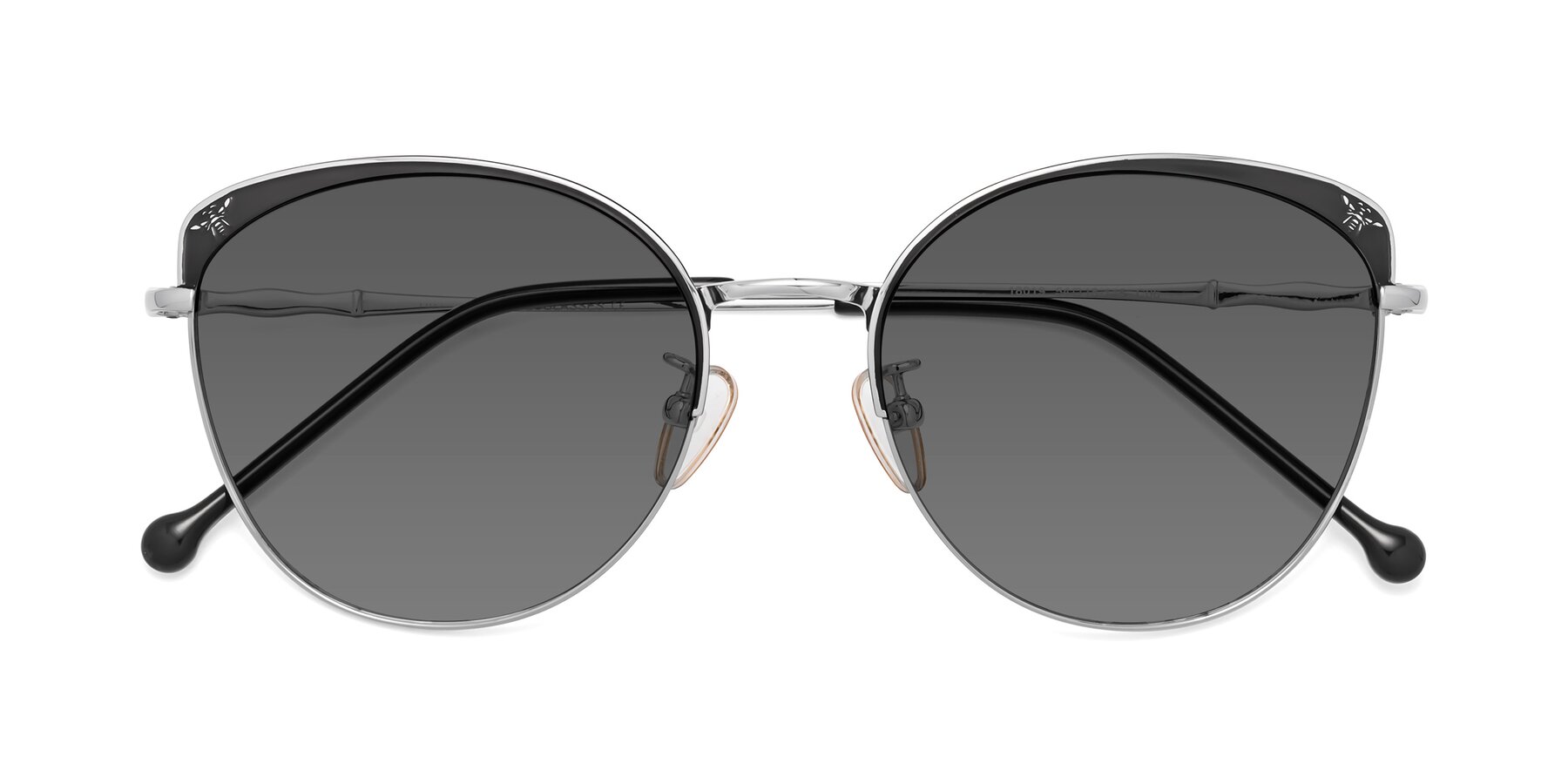 Folded Front of 18019 in Black-Silver with Medium Gray Tinted Lenses
