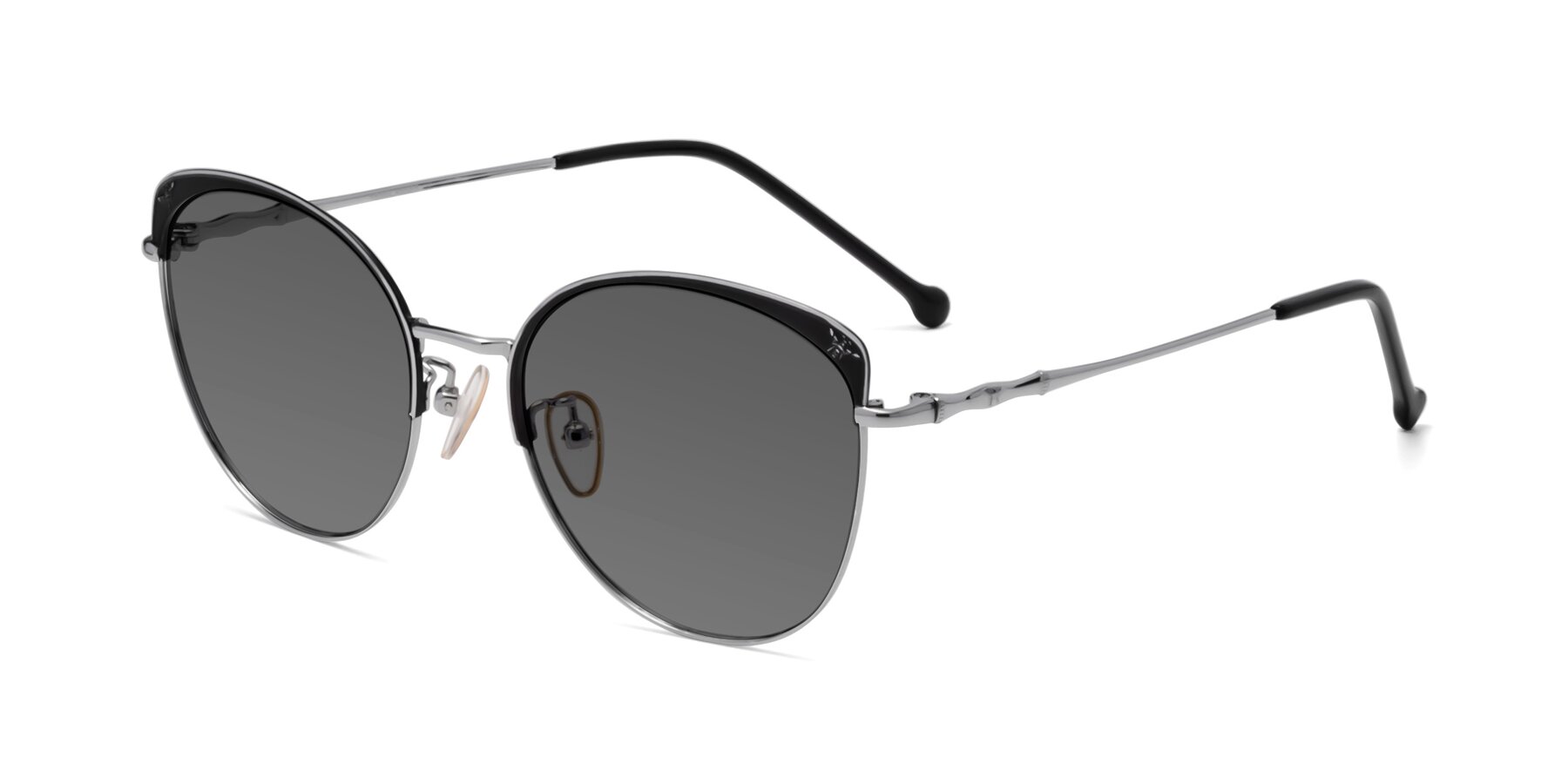 Angle of 18019 in Black-Silver with Medium Gray Tinted Lenses