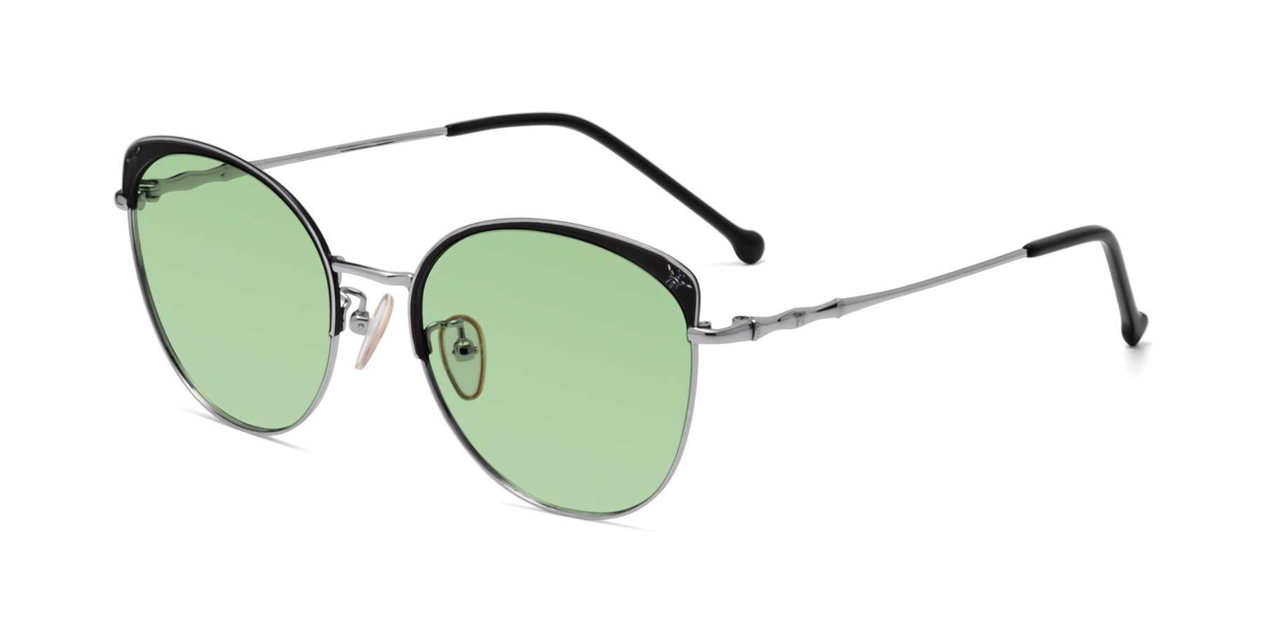 Angle of 18019 in Black-Silver with Medium Green Tinted Lenses