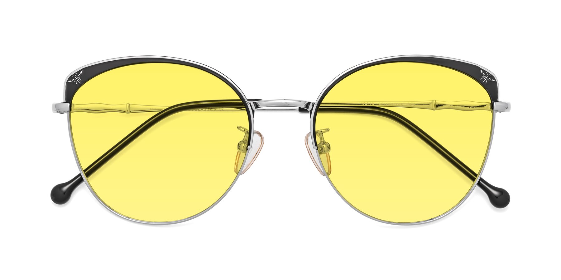 Folded Front of 18019 in Black-Silver with Medium Yellow Tinted Lenses