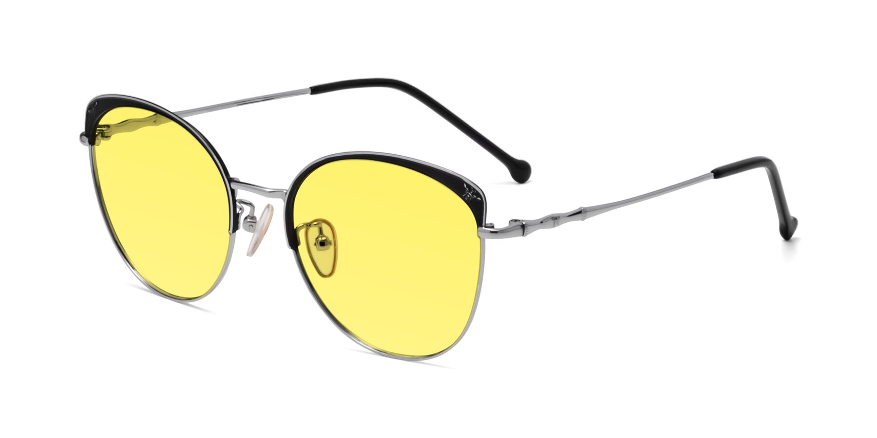 Angle of 18019 in Black-Silver with Medium Yellow Tinted Lenses
