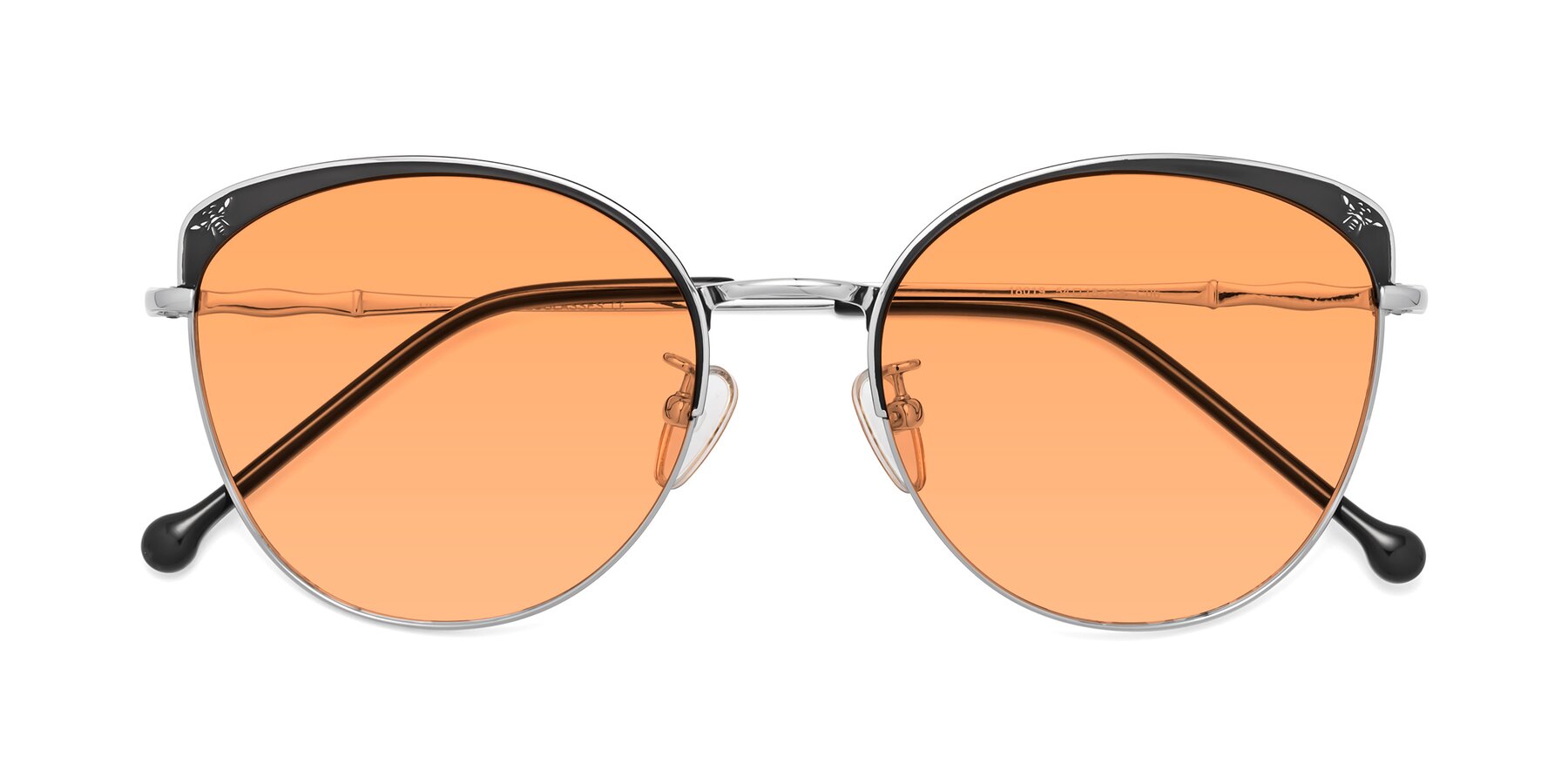 Folded Front of 18019 in Black-Silver with Medium Orange Tinted Lenses
