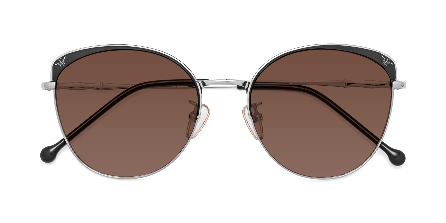 Folded Front of 18019 in Black-Silver with Brown Tinted Lenses
