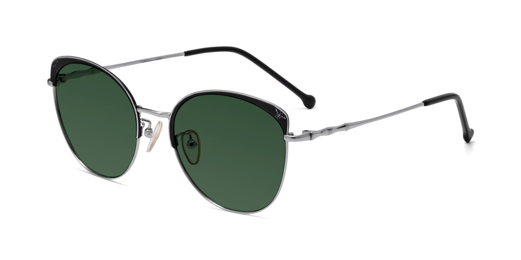 Angle of 18019 in Black-Silver with Green Tinted Lenses