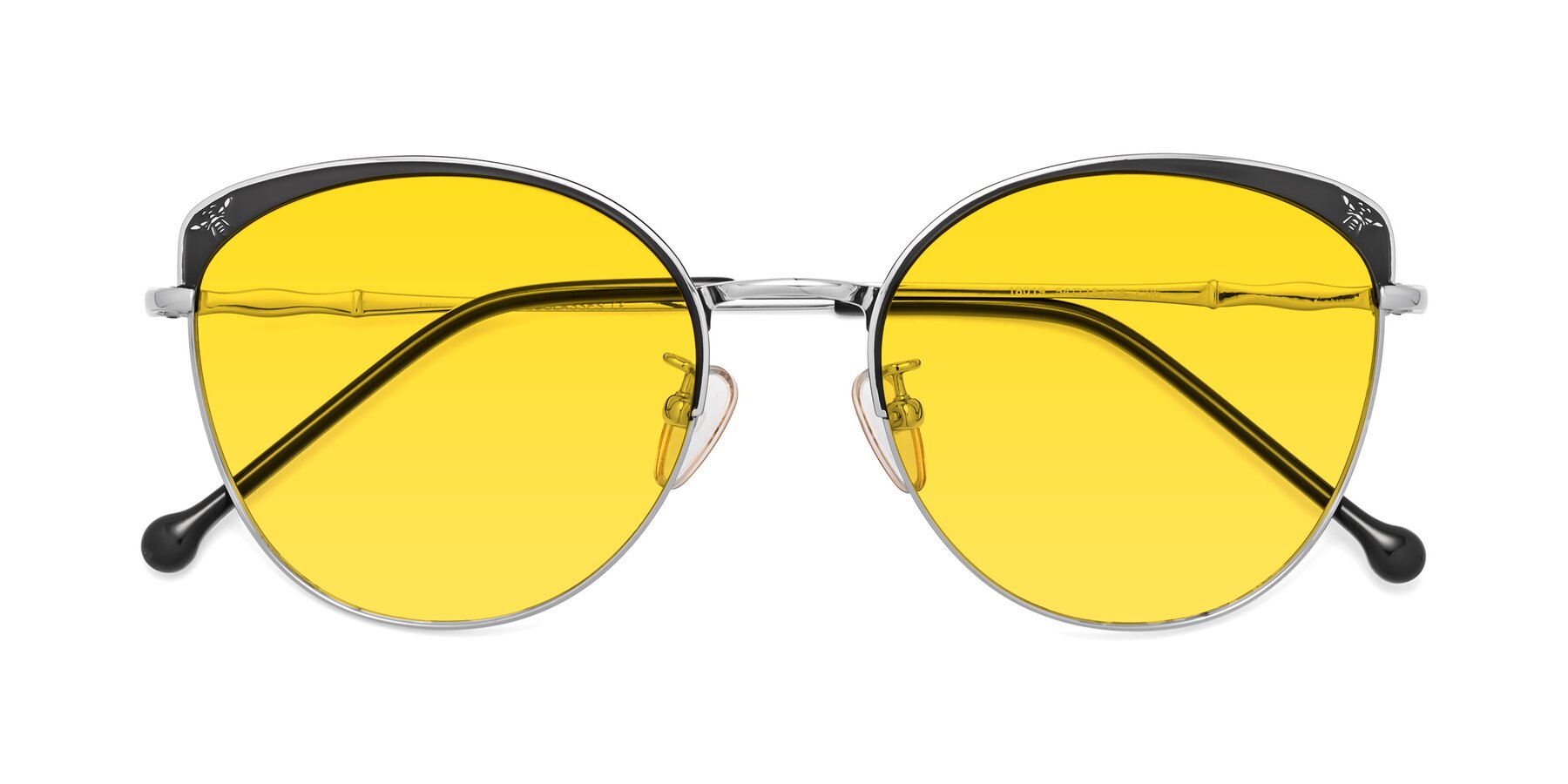 Folded Front of 18019 in Black-Silver with Yellow Tinted Lenses