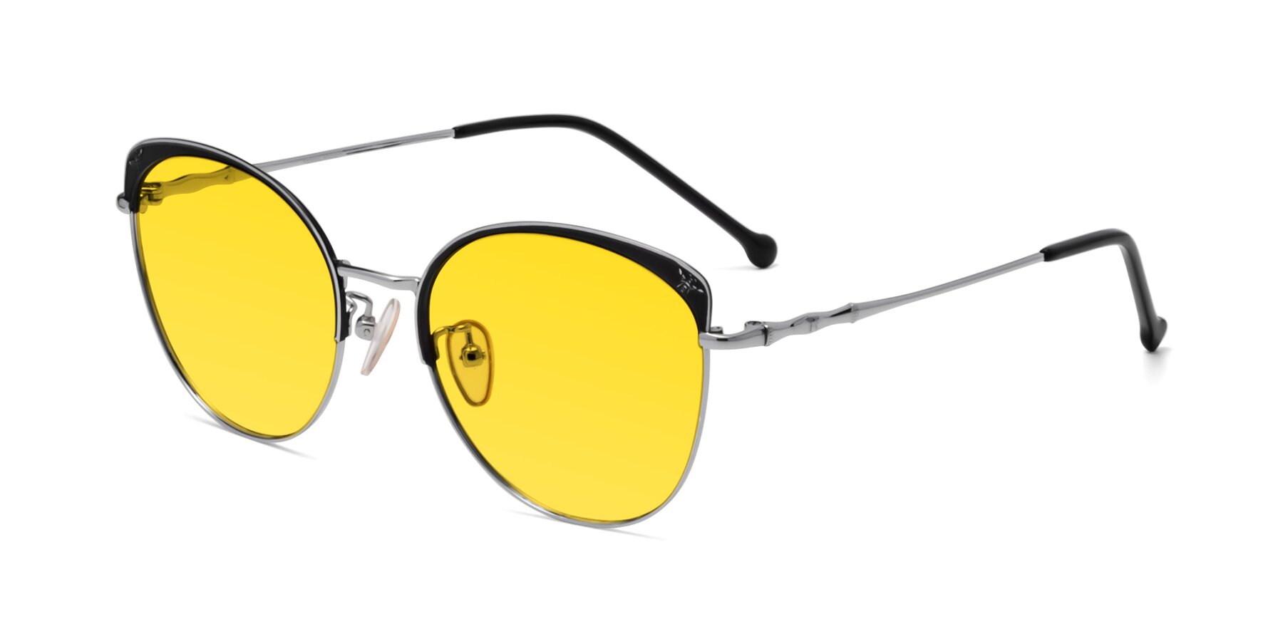 Angle of 18019 in Black-Silver with Yellow Tinted Lenses