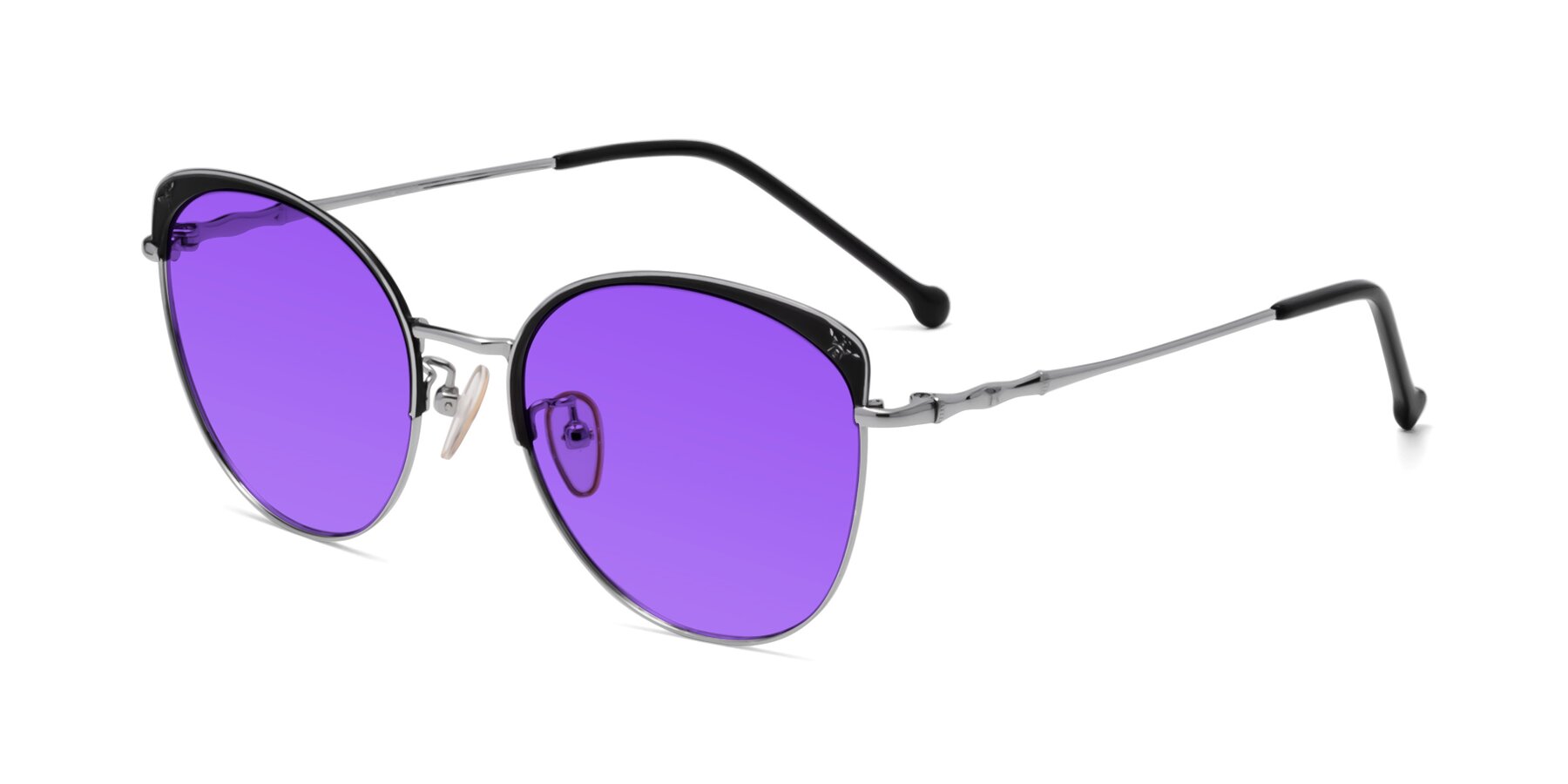 Angle of 18019 in Black-Silver with Purple Tinted Lenses