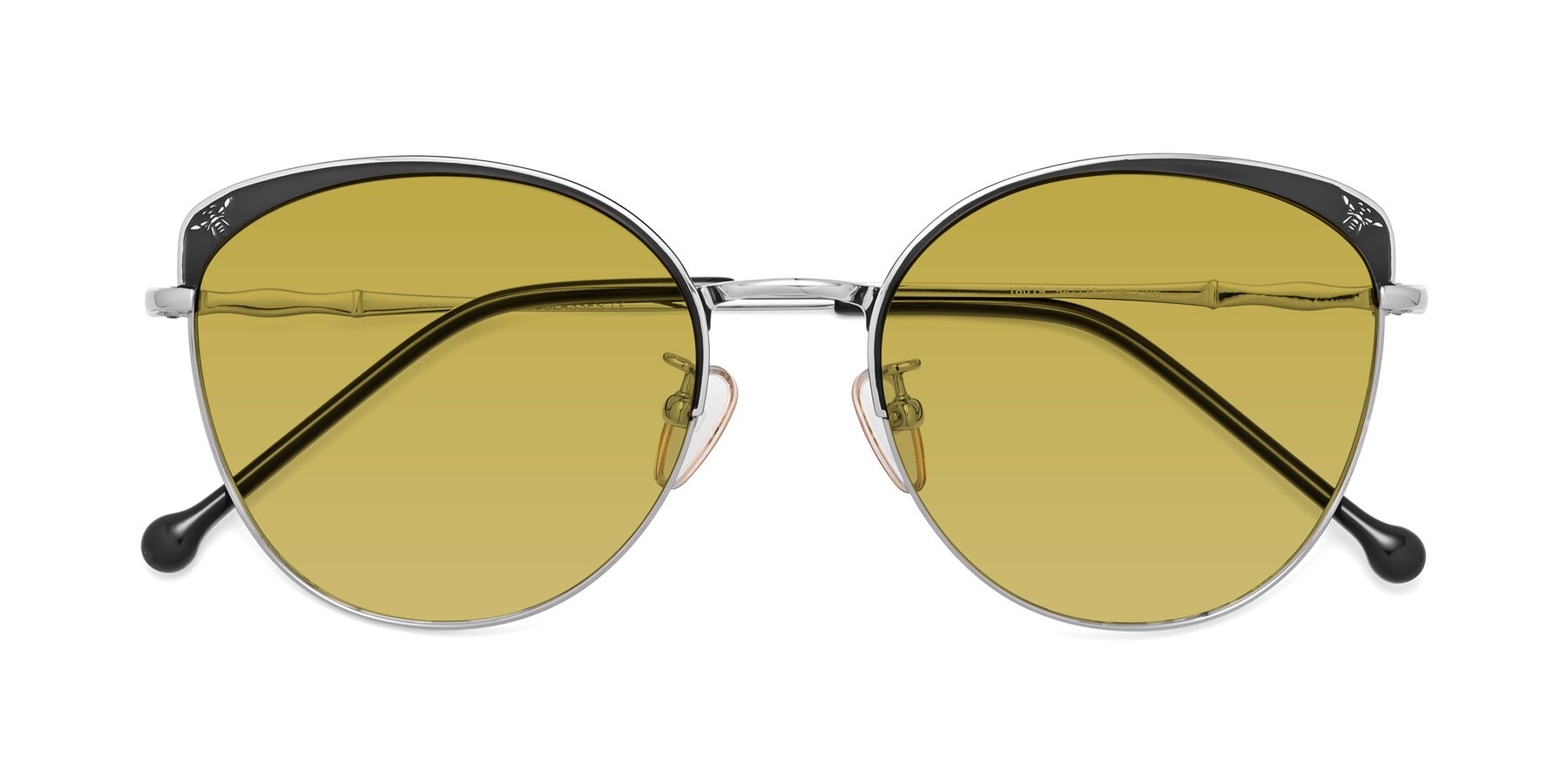 Folded Front of 18019 in Black-Silver with Champagne Tinted Lenses