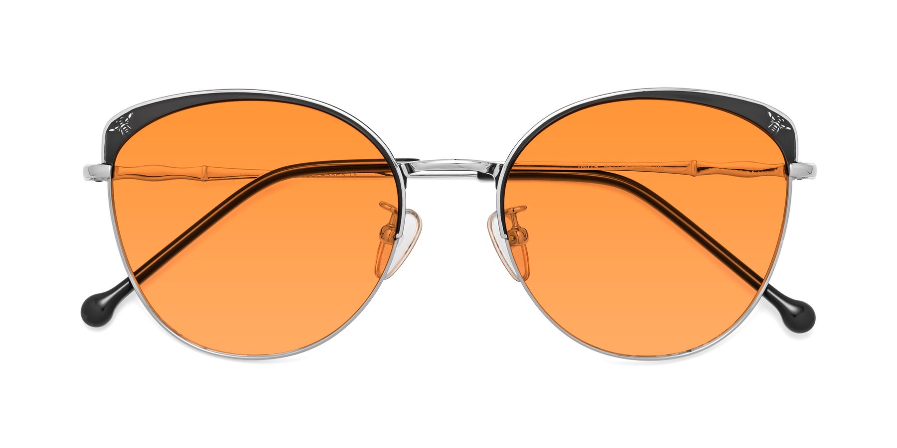 Folded Front of 18019 in Black-Silver with Orange Tinted Lenses