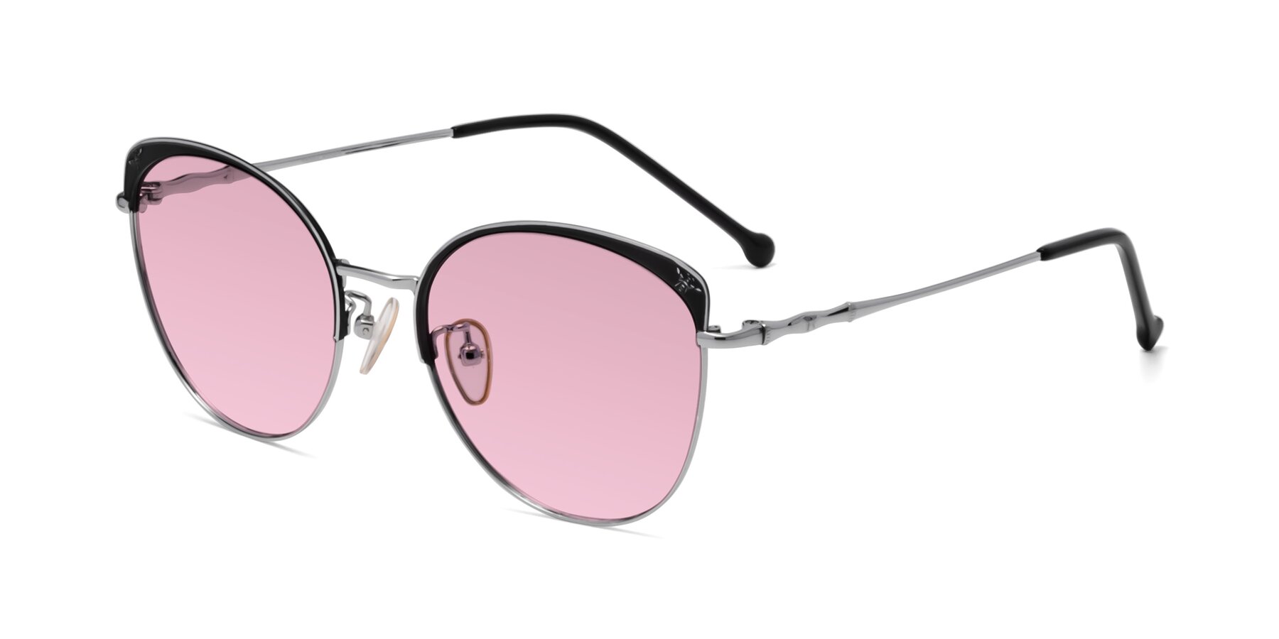 Angle of 18019 in Black-Silver with Light Wine Tinted Lenses