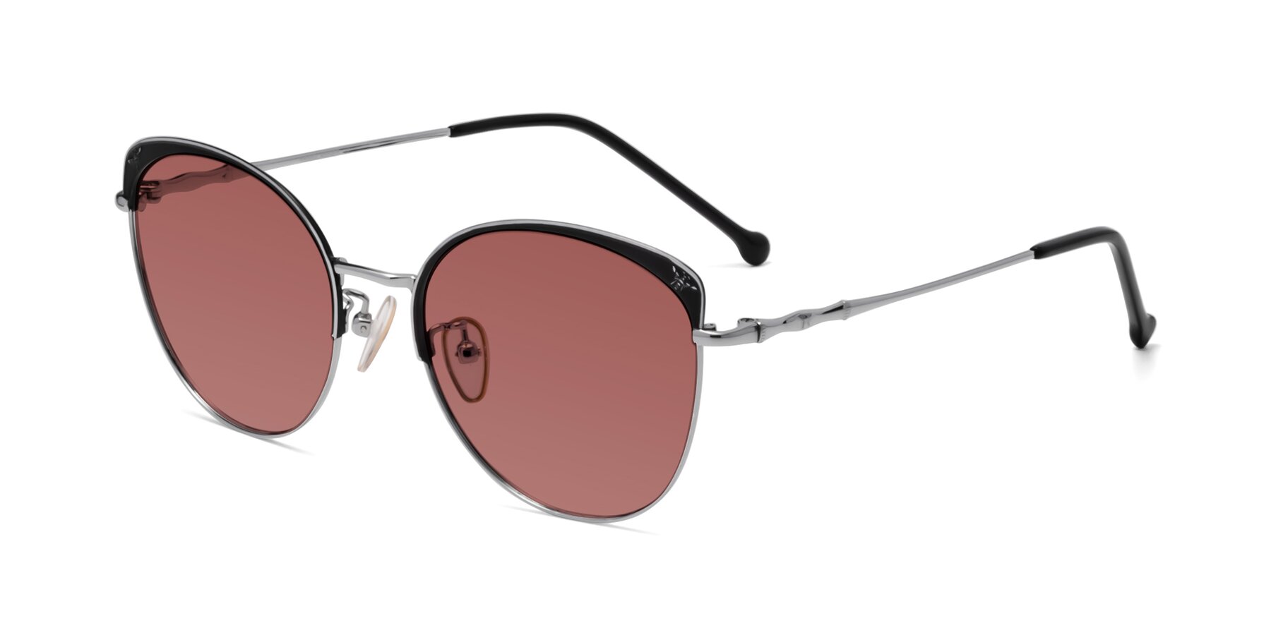 Angle of 18019 in Black-Silver with Garnet Tinted Lenses