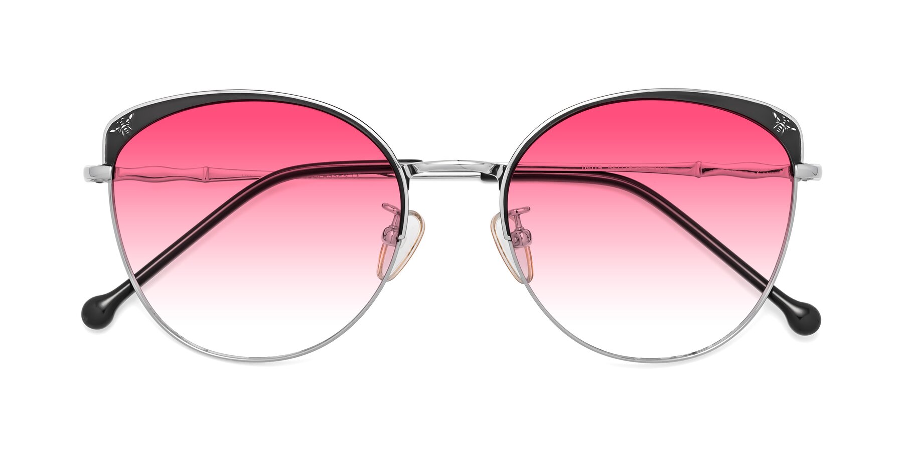 Folded Front of 18019 in Black-Silver with Pink Gradient Lenses