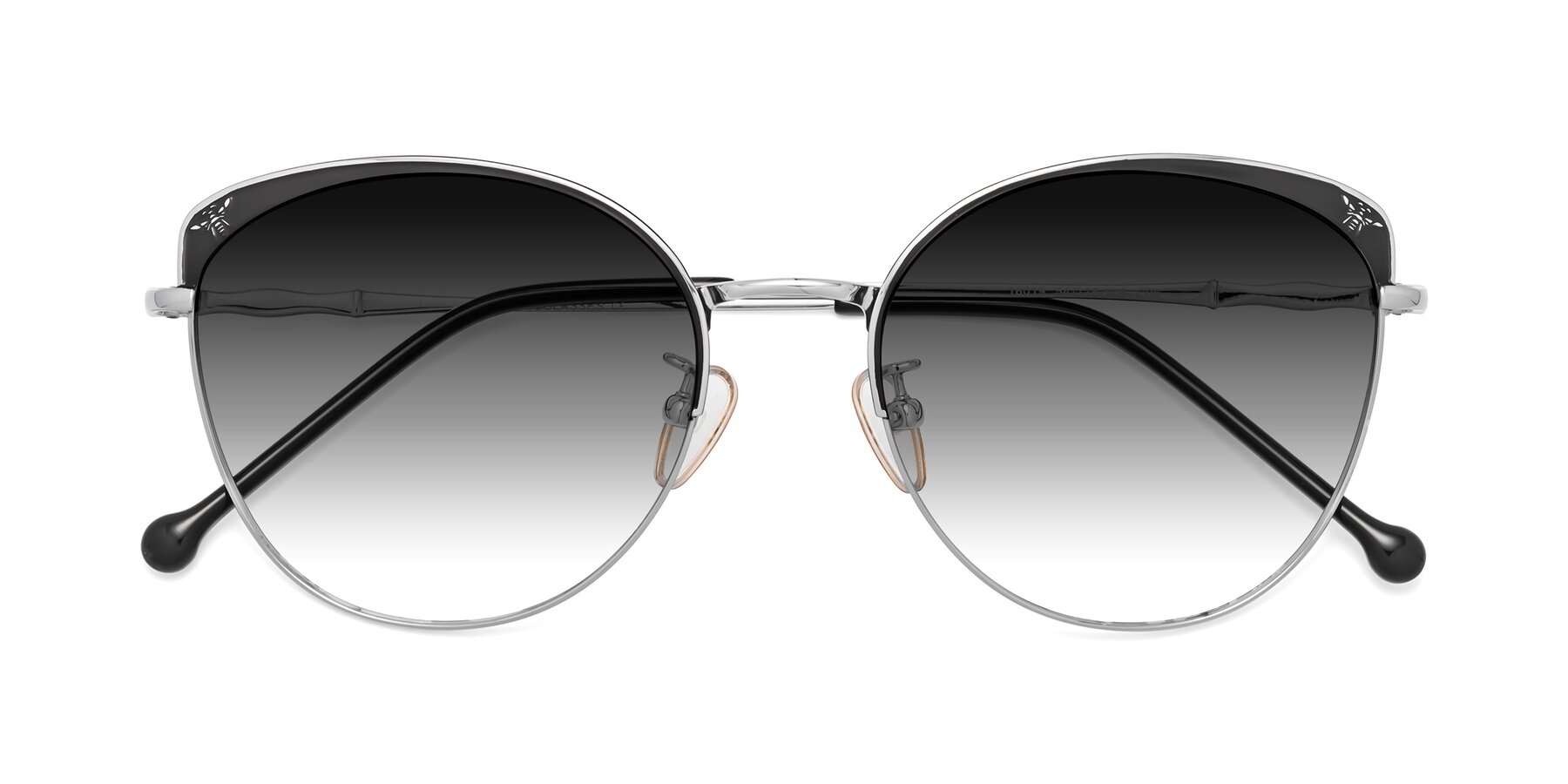Folded Front of 18019 in Black-Silver with Gray Gradient Lenses