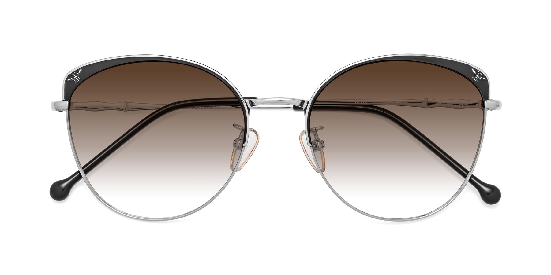 Folded Front of 18019 in Black-Silver with Brown Gradient Lenses
