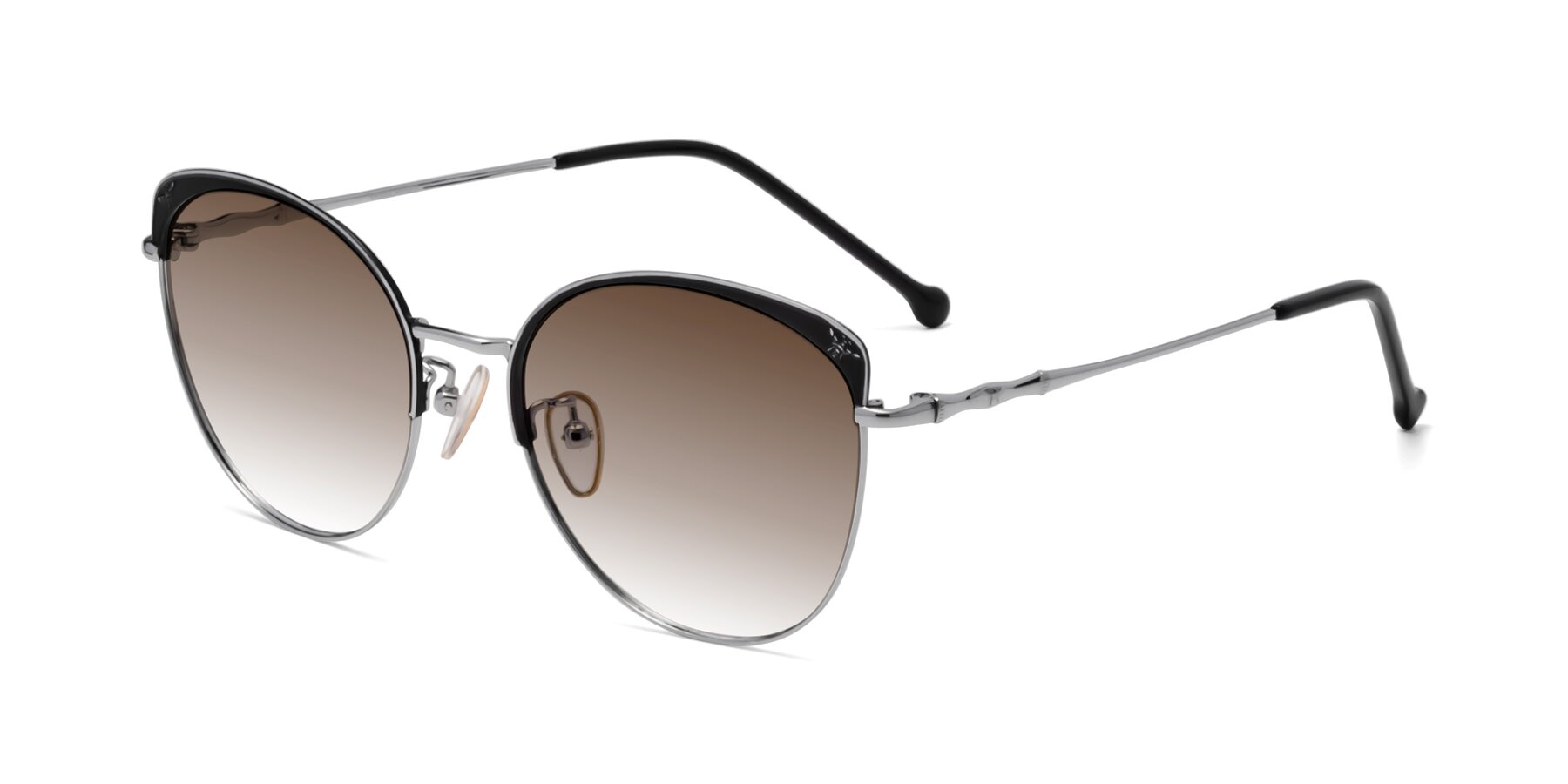 Angle of 18019 in Black-Silver with Brown Gradient Lenses