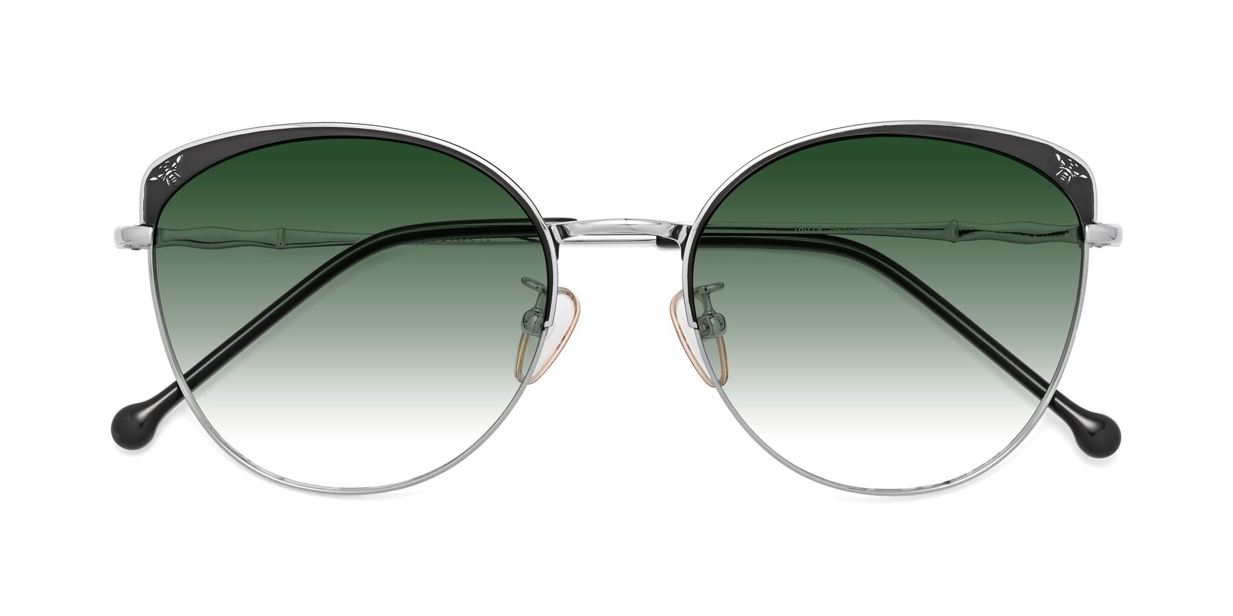 Folded Front of 18019 in Black-Silver with Green Gradient Lenses