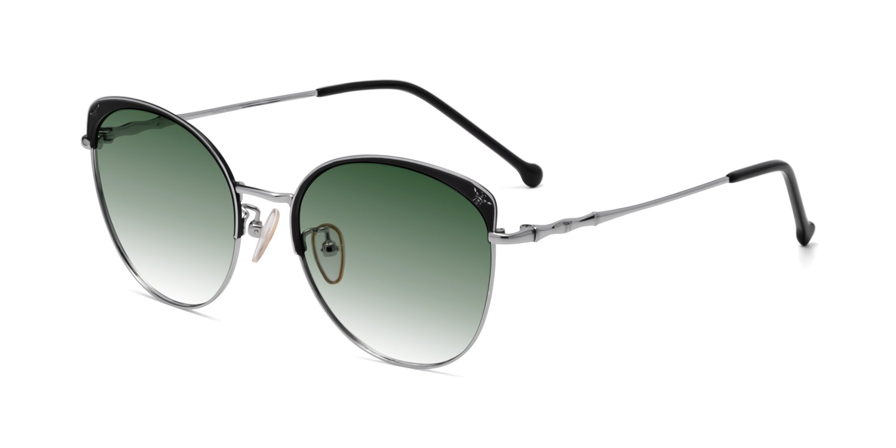 Angle of 18019 in Black-Silver with Green Gradient Lenses