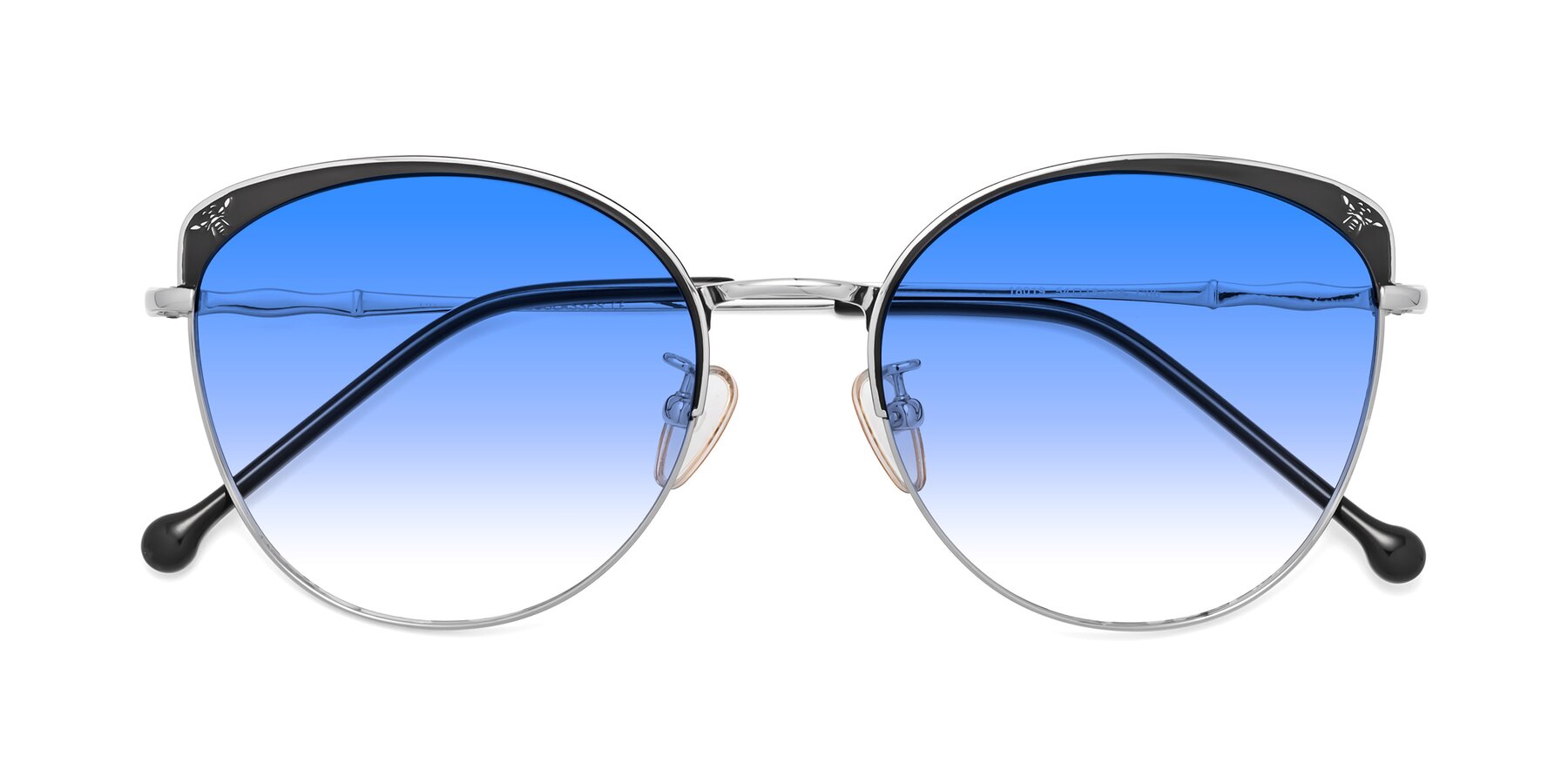 Folded Front of 18019 in Black-Silver with Blue Gradient Lenses