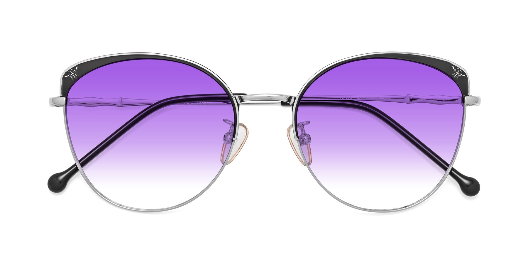 Folded Front of 18019 in Black-Silver with Purple Gradient Lenses