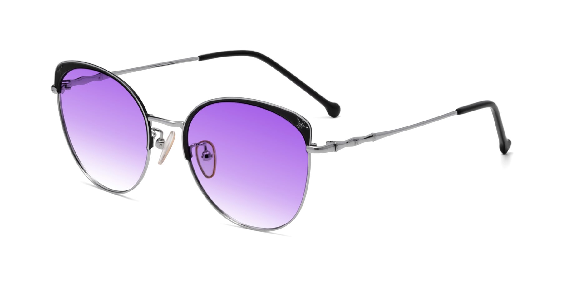 Angle of 18019 in Black-Silver with Purple Gradient Lenses