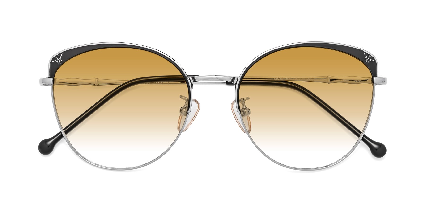 Folded Front of 18019 in Black-Silver with Champagne Gradient Lenses