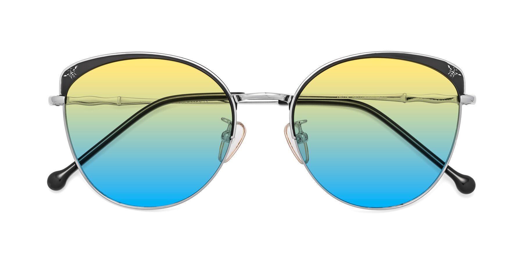 Folded Front of 18019 in Black-Silver with Yellow / Blue Gradient Lenses