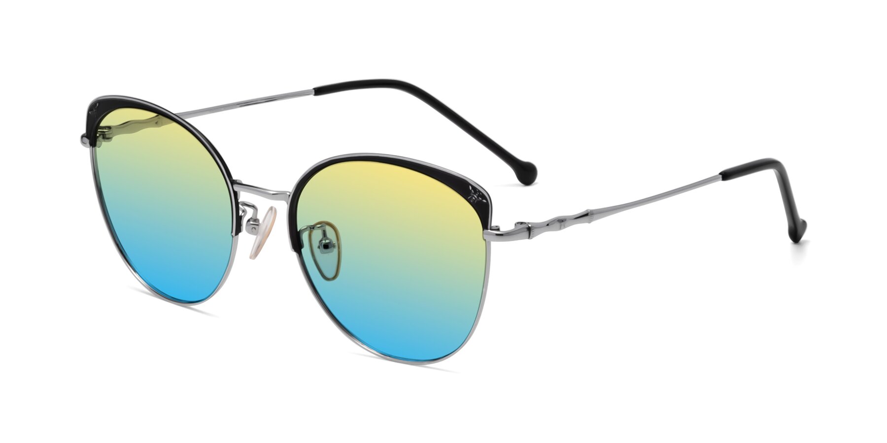 Angle of 18019 in Black-Silver with Yellow / Blue Gradient Lenses