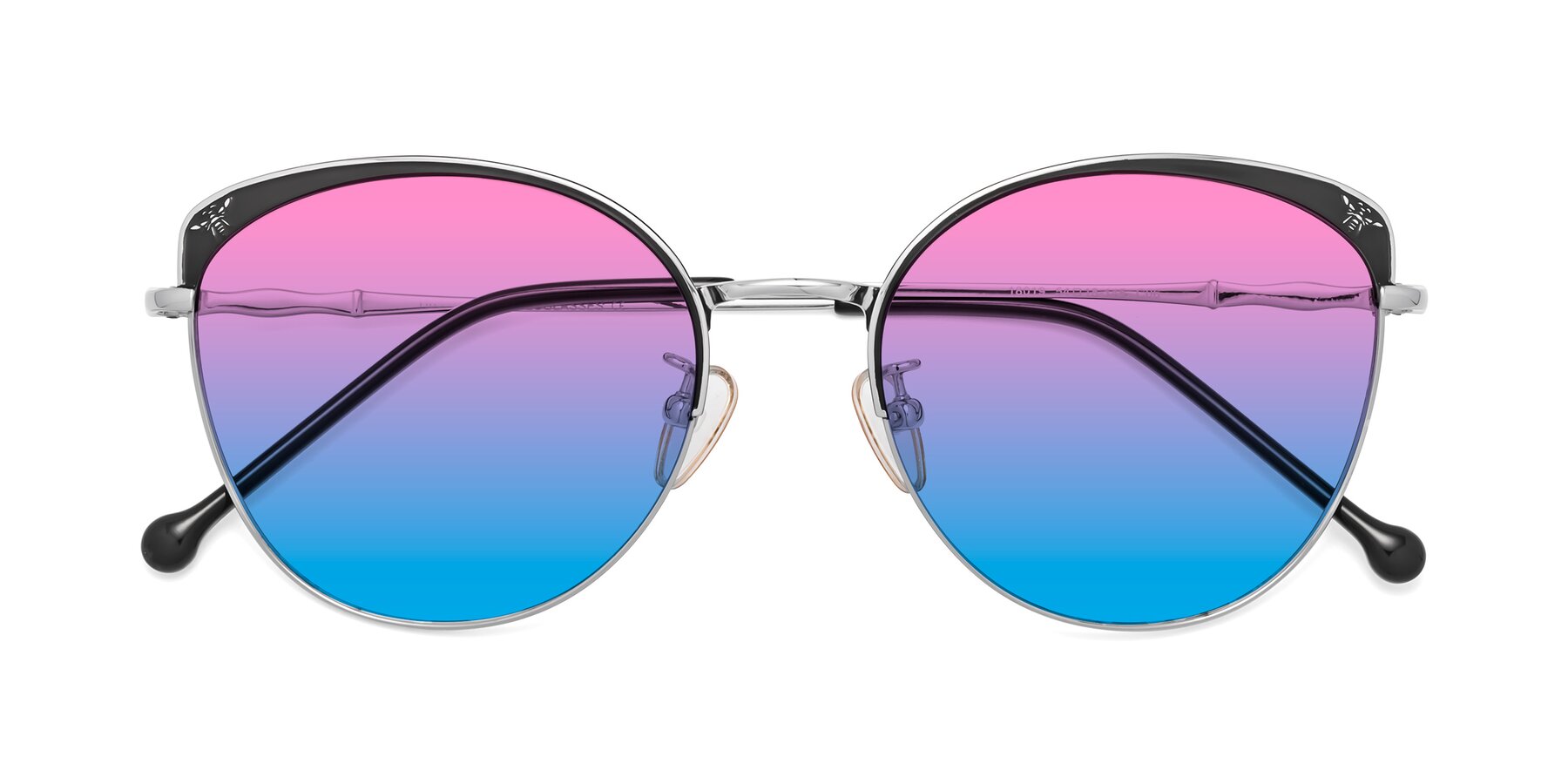 Folded Front of 18019 in Black-Silver with Pink / Blue Gradient Lenses