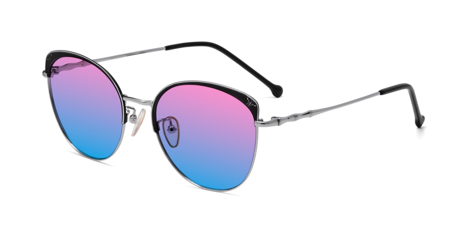 Angle of 18019 in Black-Silver with Pink / Blue Gradient Lenses