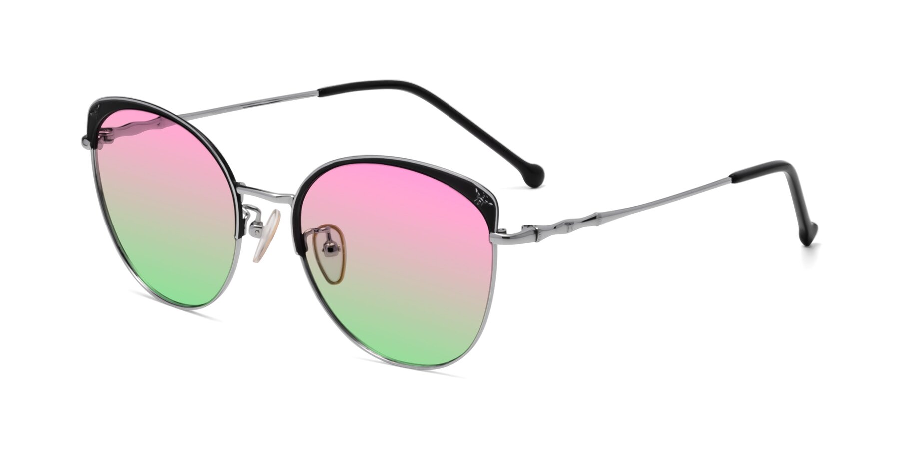 Angle of 18019 in Black-Silver with Pink / Green Gradient Lenses