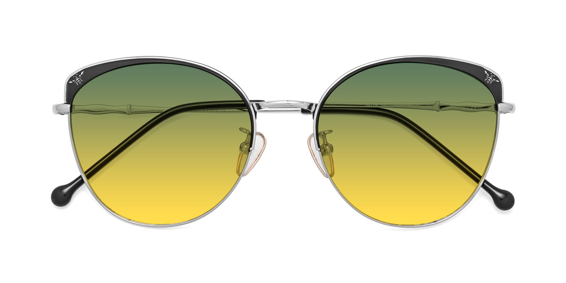 Folded Front of 18019 in Black-Silver with Green / Yellow Gradient Lenses