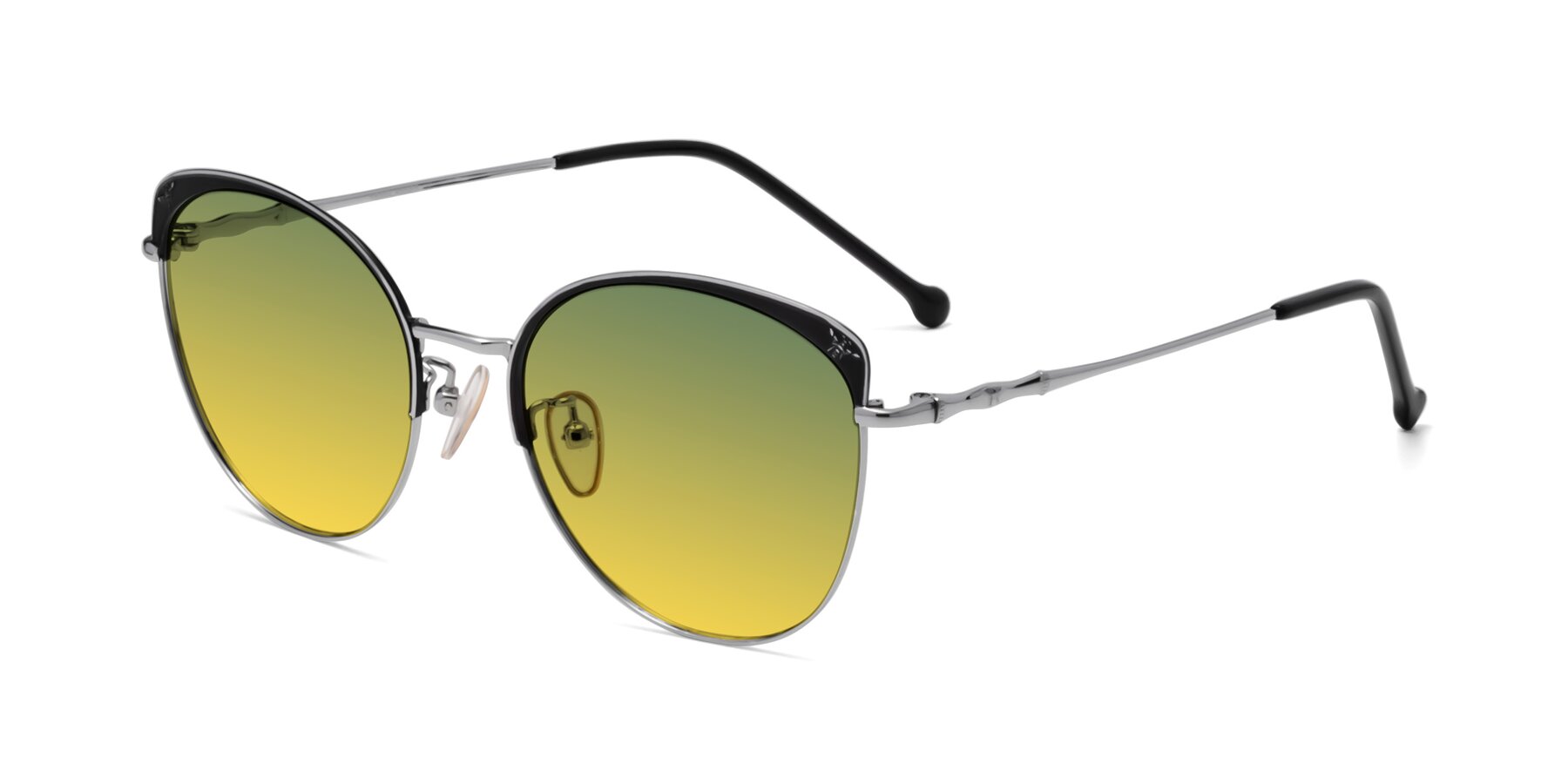 Angle of 18019 in Black-Silver with Green / Yellow Gradient Lenses