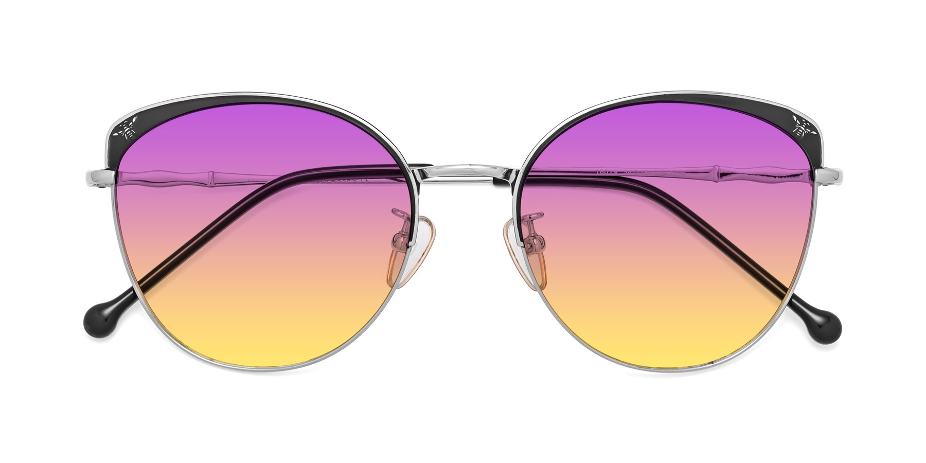 Folded Front of 18019 in Black-Silver with Purple / Yellow Gradient Lenses